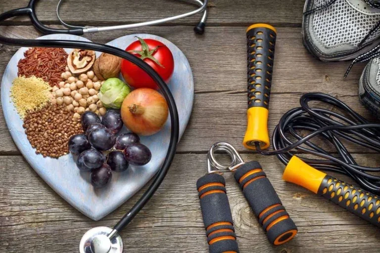 Plate of food and weights